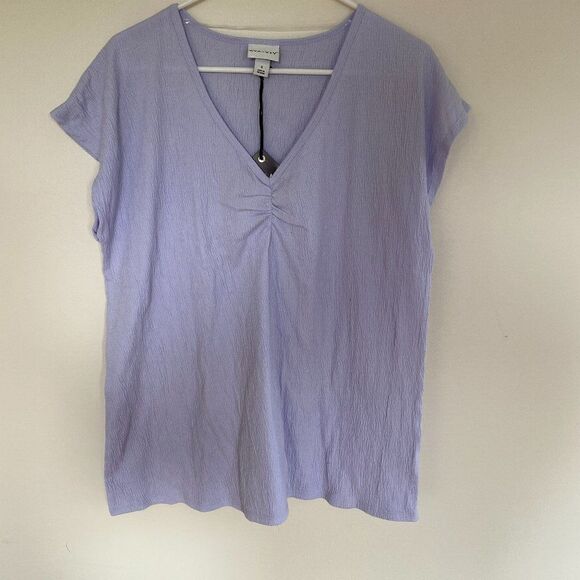 Ava Viv Women's Casual T-Shirt Short Sleeves V-Neck Levander Size 14W NWT - Picture 2 of 9